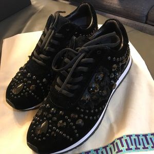 Tory Burch velvet/embellishment sneakers